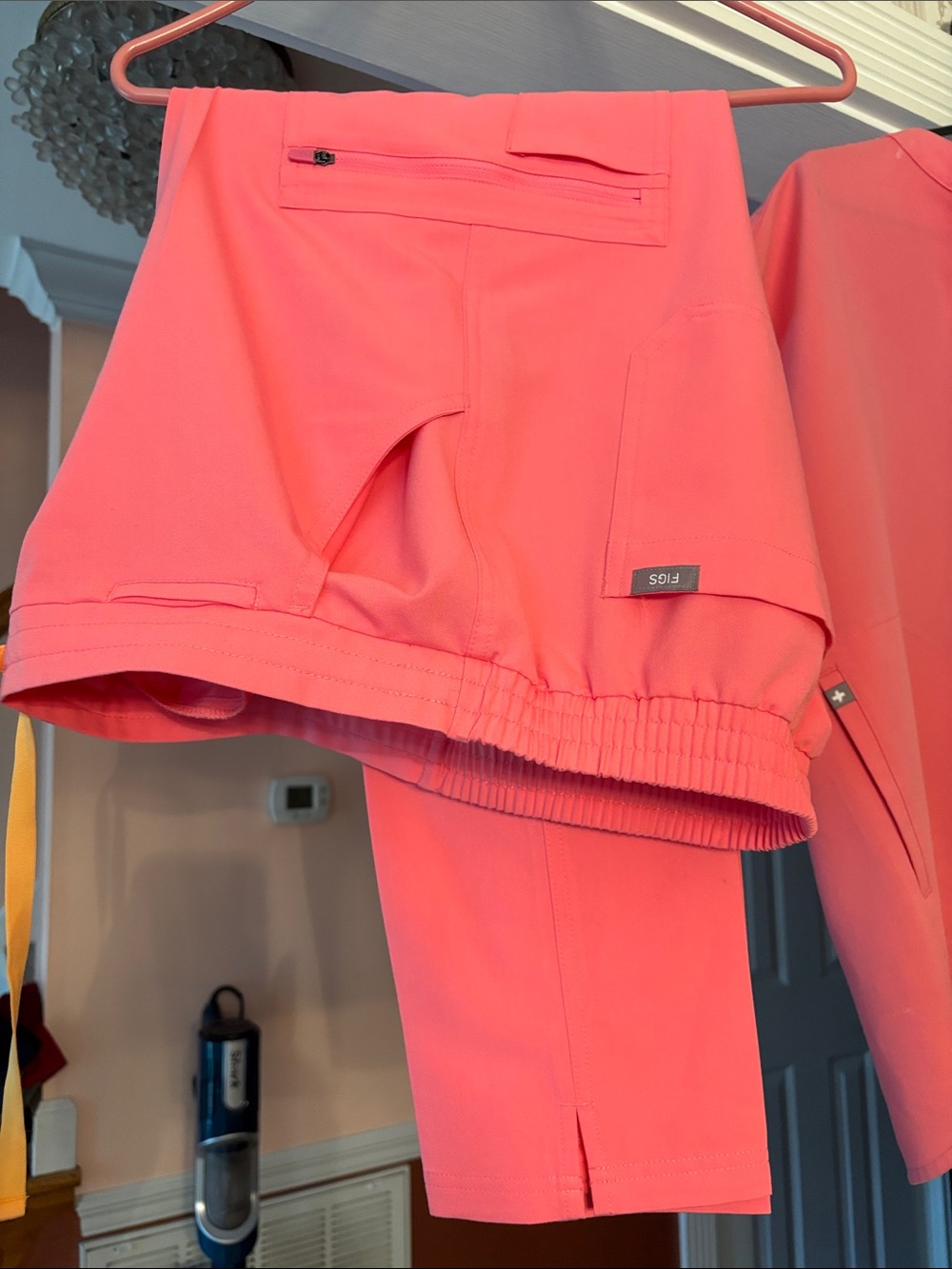 Figs Women's Coral Pink Medical Scrub Top - Picture 2 of 4